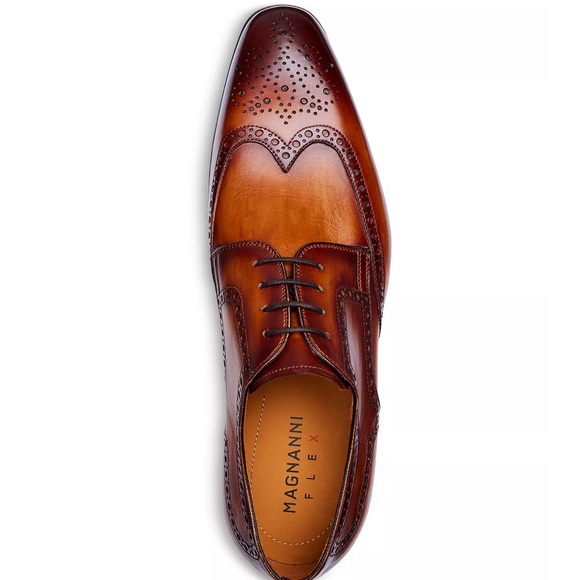 🤎 MAGNANNI~ Men's Wingtip BROWN All Leather Dress Shoes US 10.5 - Picture 16 of 16